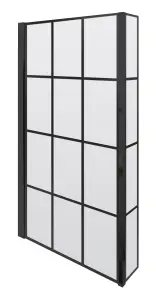 Black Frame 6mm Glass L Shaped Shower Bath Screen 1430 x 795 x 150mm