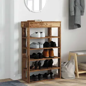 Berkfield Shoe Rack Old Wood 60x30x98 cm Engineered Wood