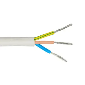 Time White Heat resistant 3-core Flexible Cable 1.5mm² x 1m