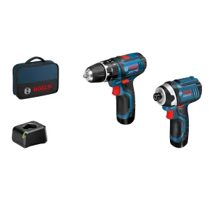 Bosch 12V Li-ion Cordless Drill driver & impact driver (2 x 2Ah) - GDR 12-105+GSB 12V