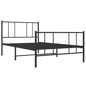 Berkfield Metal Bed Frame with Headboard and Footboard Black 75x190 cm 2FT6 Small Single