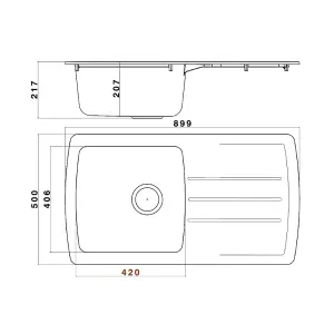 Astini Harrison 1.0 Bowl Black Composite Synthetic Kitchen Sink & Waste