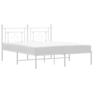 Berkfield Metal Bed Frame without Mattress with Headboard White 150x200cm