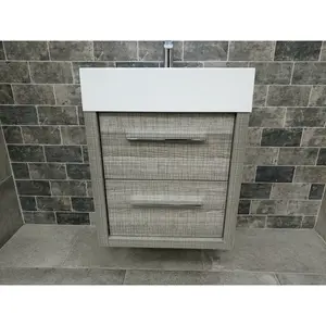 Walker 600mm Single Bathroom Vanity with Integrated Resin Basin Grey Ash