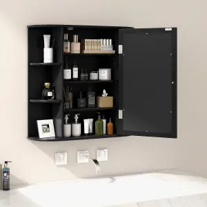 Costway 3 Tier Mirrored Bathroom Cabinet Wall Mount Storage Cupboard W/ Display Shelves