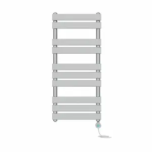 Rinse Bathrooms 1000x450mm Chrome Flat Panel Electric Heated Towel Rail Thermostatic Timer Bathroom Towel Radiator 600W