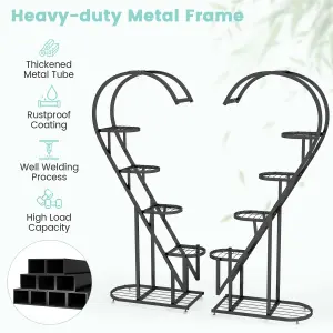 Costway 5 Tier Metal Plant Stand Heart-shaped Ladder Plant Shelf w/ Hanging Hook