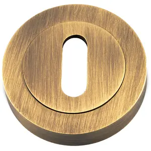 50mm Lock Profile Round Escutcheon Concealed Fix Antique Brass Keyhole Cover