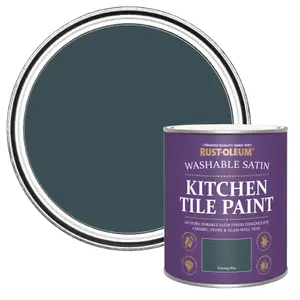 Rust-Oleum Evening Blue Satin Kitchen Wall tile & panelling paint, 750ml