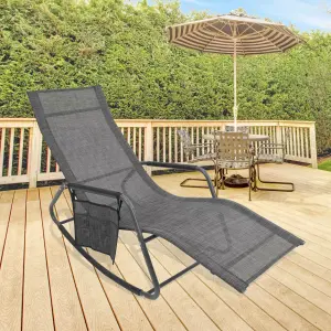 GardenKraft Outdoor Rocking Sun Loungers - Grey Colour with Side Bag