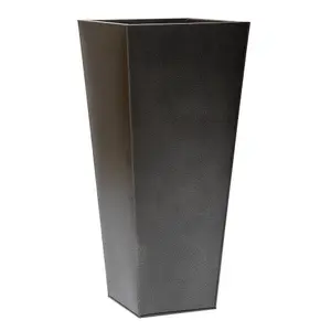 Primrose Flared Square Zinc Silver & Black Textured Dipped Galvanised Planter 90cm