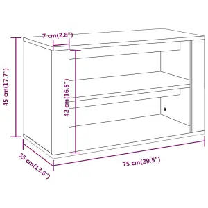 Shoe Rack Grey Sonoma 75x35x45 cm Engineered Wood