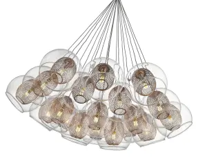 Luminosa Spring 19 Light Cluster Pendant Mesh Chrome, Copper, G4 Bulb