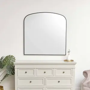 Melody Maison Large Black Framed Arched Wall Mirror 92cm x 91cm