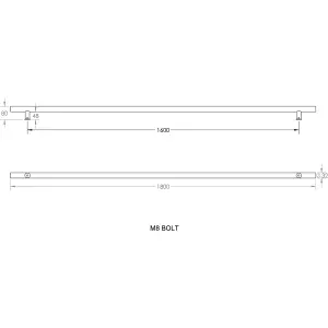 AFIT Matt Black Guardsman Pull Handles - Bolt Through 1800 x 32 x 1600mm