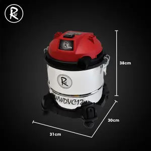 Wet And Dry Vacuum Cleaner 12L RocwooD Stainless Steel 500W 230V Blowing