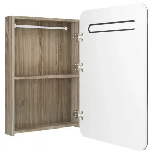 Berkfield LED Bathroom Mirror Cabinet White and Oak 60x11x80 cm