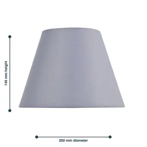 First Choice Lighting Set of 2 Grey Cotton 20cm Diameter Tapered Fabric Lamp Shades