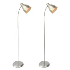 First Choice Lighting Set of 2 Carter Satin Nickel Floor Lamps