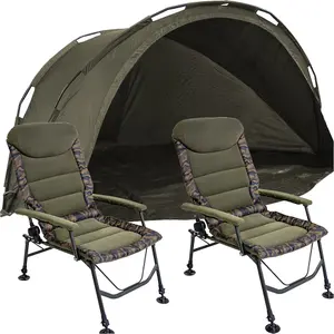 Premium 2-Man Waterproof Carp Fishing Bivvy Tent with Reclining Chairs Set for Outdoor Adventures