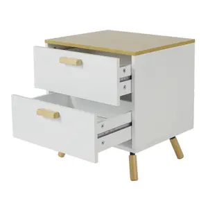 48 x 40 x 54cm Wooden Side Cabinet with 2 Drawers, Assembly Required