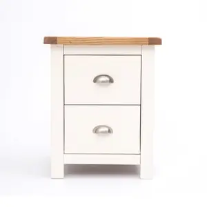 Lovere 2 Drawer Bedside Table Chrome Cup Handle