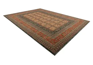 Wool carpet KASHQAI 4349 500 oriental, frame claret  160x240 cm