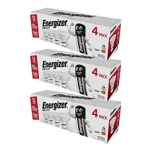 Energizer LED GU10 Spotlight Bulb 4.2W (50W Replacement) - Pack of 12 LED Bulbs (Cool White, 50W Equivalent Non Dimmable)