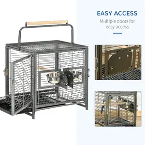 PawHut Parrot Cage, Travel Carry Pet Bird Cage Cockatiel w/ Metal Handle