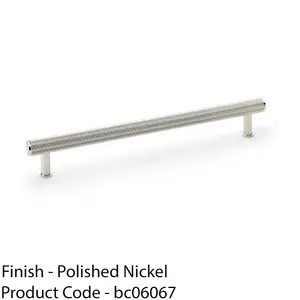 Reeded T Bar Pull Handle - Polished Nickel 224mm Centre SOLID BRASS Drawer Lined