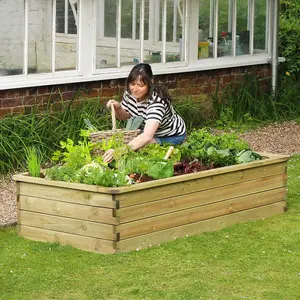 Zest Large Rectangular Sleeper Raised Wooden Bed Garden Planter 1.8m x 0.45m