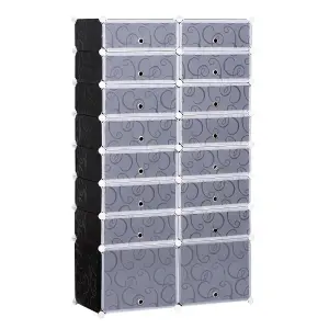 HOMCOM Large 16-Cube DIY Shoes Rack Portable Interlocking Plastic Cabinet