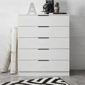 Glenhaven 5 Drawer 75cm W Chest of Drawers White