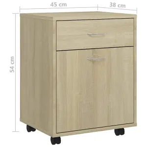 Berkfield Rolling Cabinet Sonoma Oak 45x38x54 cm Engineered Wood