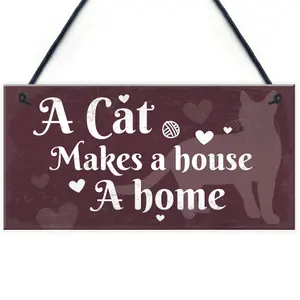 Red Ocean Shabby Chic Funny Home Cat Kitten House Hanging Plaque Pet Sign Friendship Birthday Christmas Gift