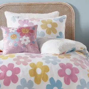 Retro Flower Fleece Duvet Cover Set