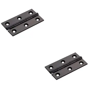 2 PACK - PAIR Cabinet Hinge - 64 x 35mm Matt Black Cupboard Wardrobe Vanity Unit Fixings