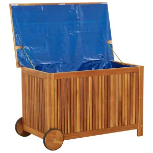 Berkfield Garden Storage Box with Wheels 90x50x58 cm Solid Wood Acacia