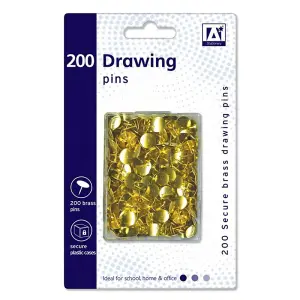 Anker Drawing Pins In Hardcase (Pack of 200) Gold (One Size)