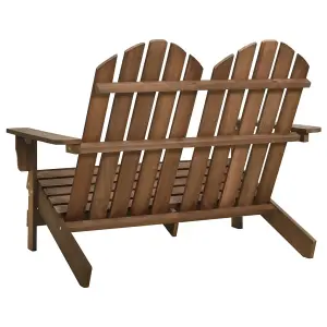 Berkfield 2-Seater Garden Adirondack Chair Solid Fir Wood Brown