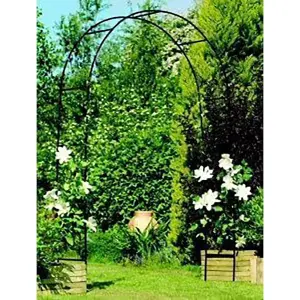 Black 2.4M Metal Frame Garden Arch Heavy Duty Climb Plant Rose Support