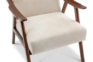 Faux Leather Suede Cream Selma Accent Chair