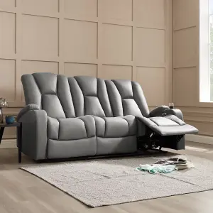 Hannah 3 Seater Electric Recliner, Dark Grey Air Leather