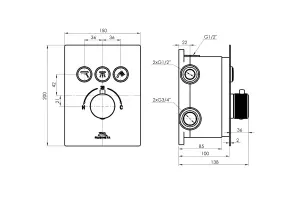 Hommix Rubineta Thermo-3F-Olo Chrome Concealed & Wall Mounted Shower Set