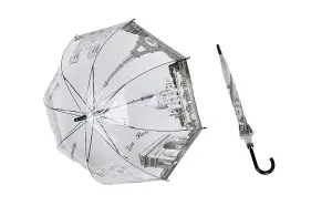 MantraRaj Clear Transparent Printed Umbrella Windproof Rainproof Travel Umbrella Dome Shape Walking Stick Umbrellas