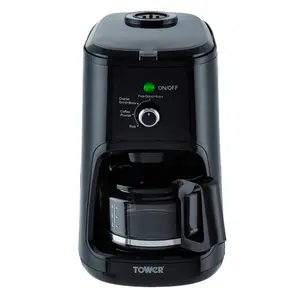 Tower T13005 Bean to Cup Filter Coffee Maker with Coarse and Fine Grinding Options, 0.6 Litre, 900 W, Black