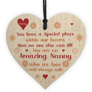 Red Ocean Amazing Nanny Gifts For Birthday Wooden Heart Sign Thank You Gifts For Nan Nanny Keepsake