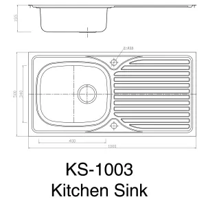 Dihl Single Bowl Stainless Steel Kitchen Sink with Drainer & Waste 1003