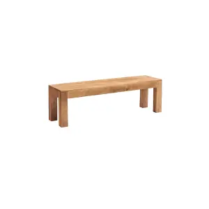 Hommoo Contemporary Solid Light Mango Wood Dining Bench In Matt Finish