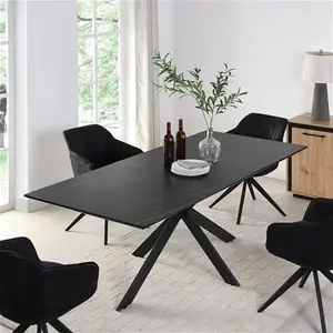 Varden Black Ceramic Extending Dining Table 6-8 Seater Modern - Daals - Dining Tables